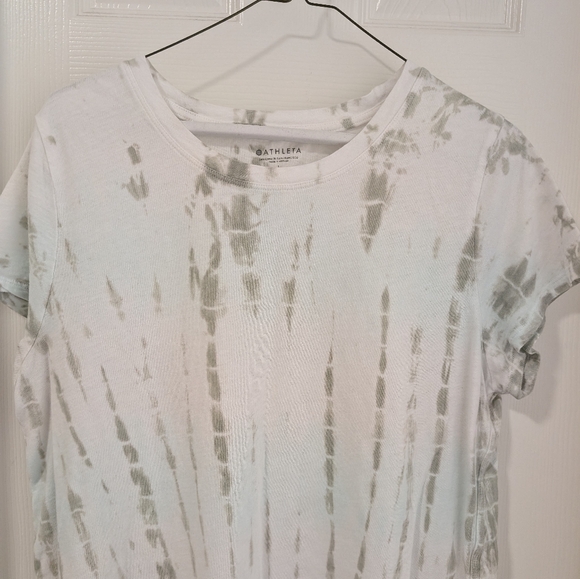 2/$10 Athleta White/Green Tie Dye Short Sleeve Tee - Picture 2 of 5